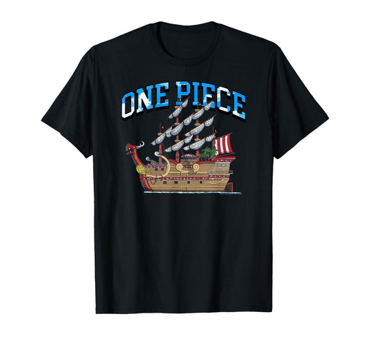 One Piece Anime Collegiate Lettering Ship T-Shirt