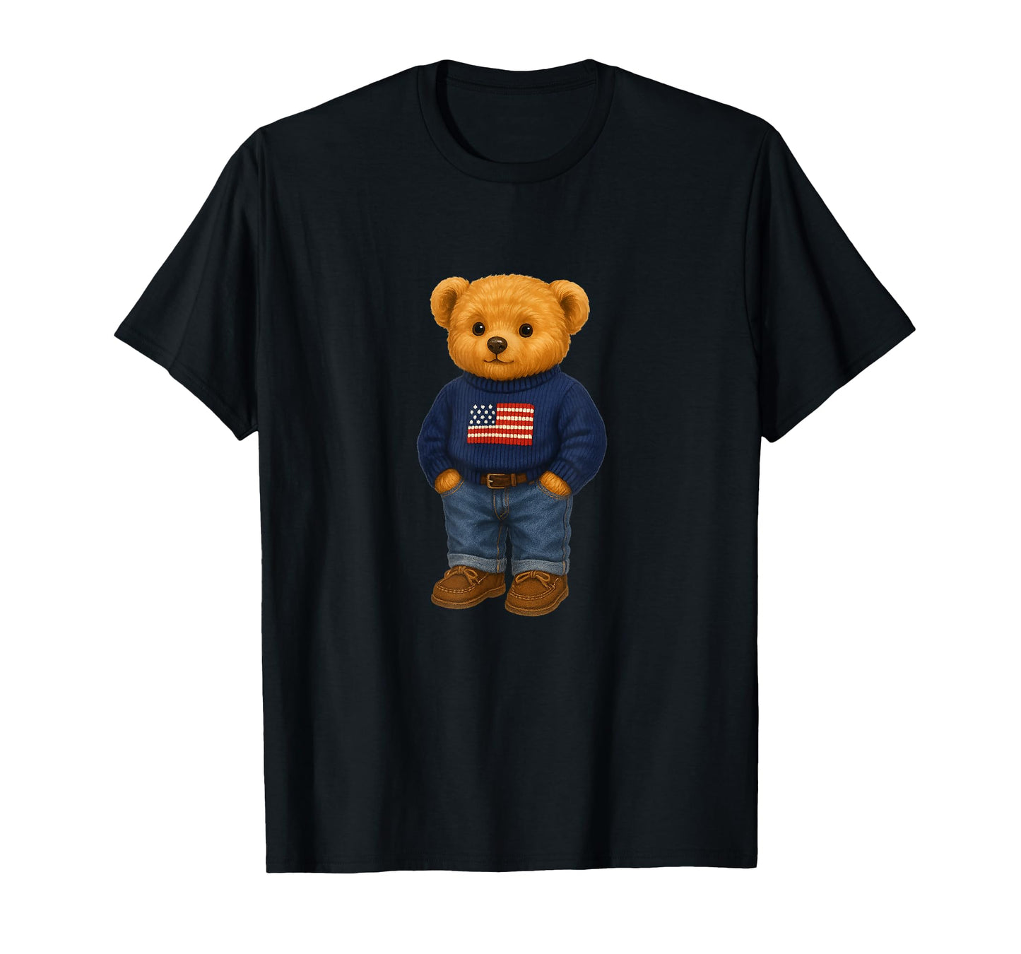 Cool American USA Teddy Bear Illustration Graphic Designs T-Shirt
