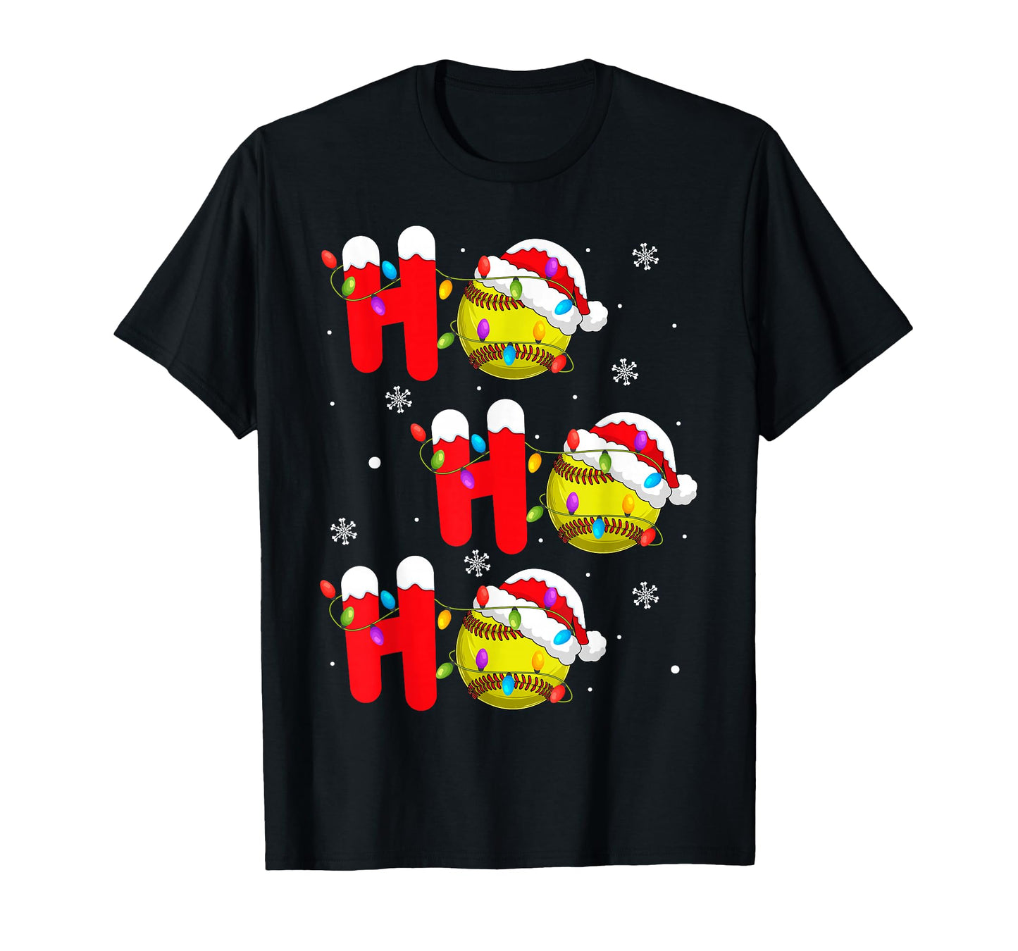 Softball Christmas Ho Ho Ho Santa Sports Player Funny Xmas T-Shirt