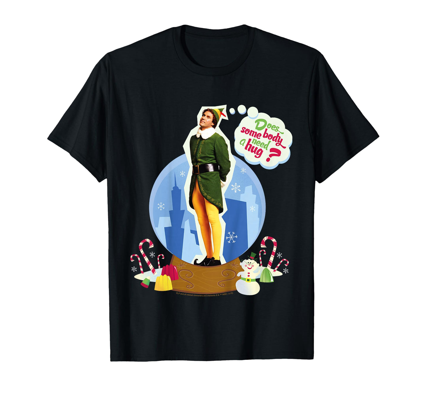 Kids Elf Buddy Do You Need A Hug Text Portrait T-Shirt