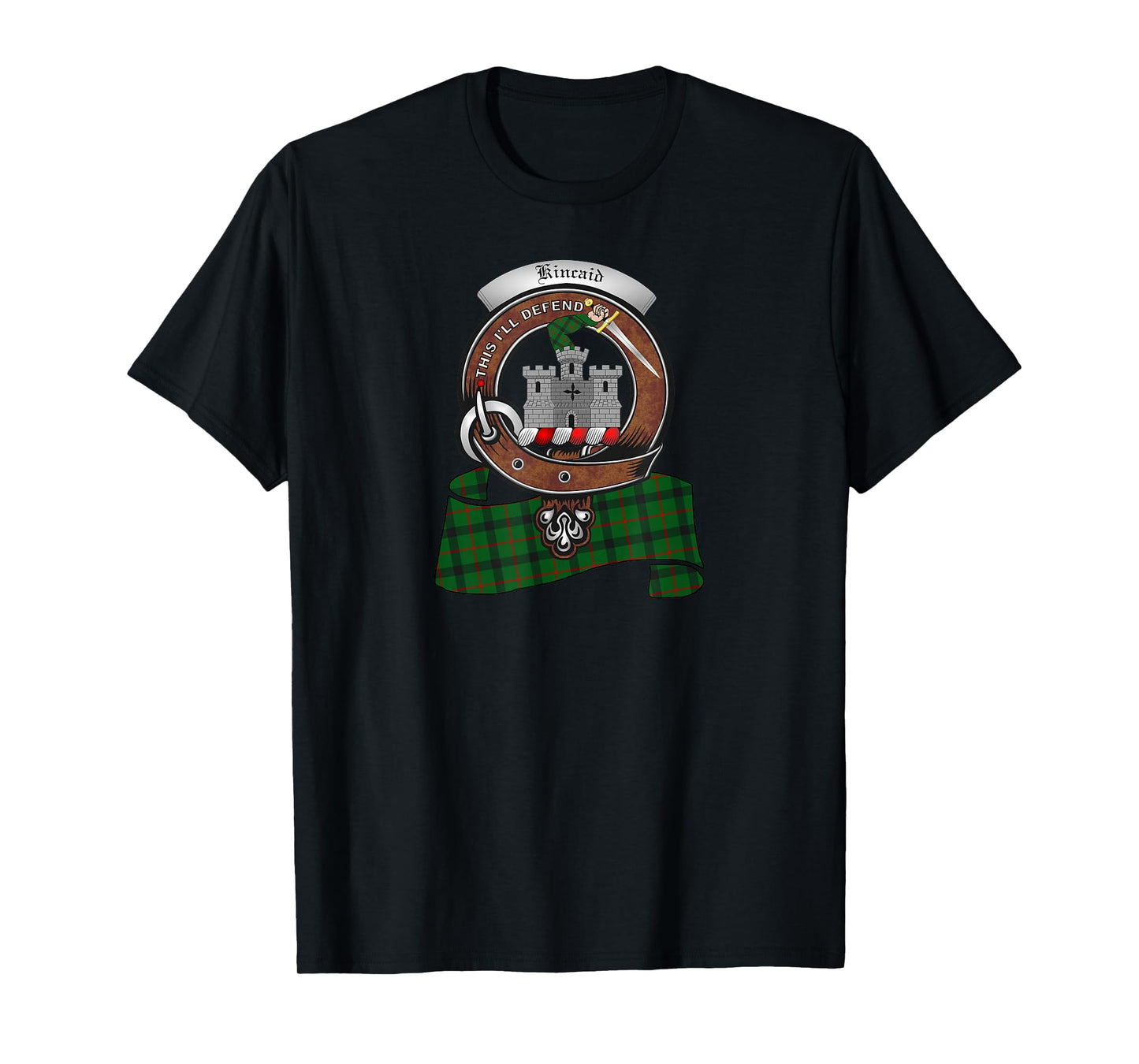 Kincaid Scottish Clan Badge &Tartan T-Shirt