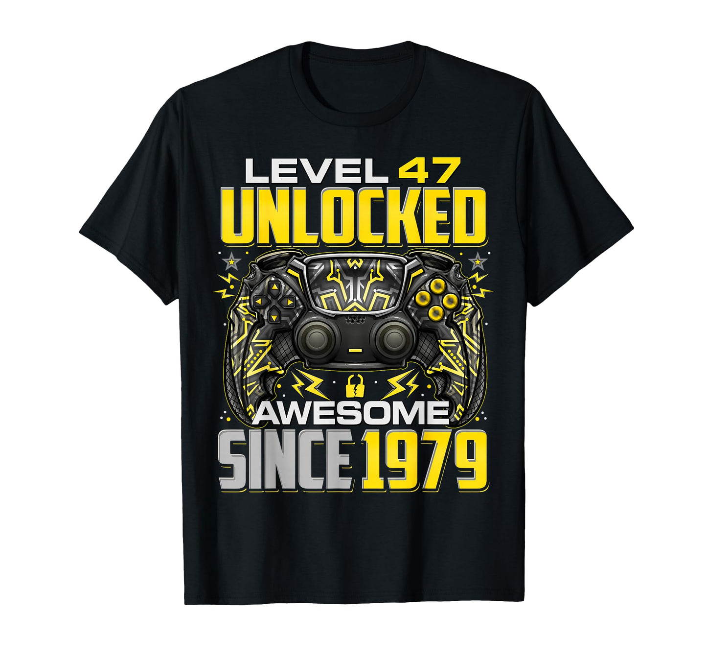 Level 47 Unlocked Awesome Since 1979 47th Birthday Gaming T-Shirt