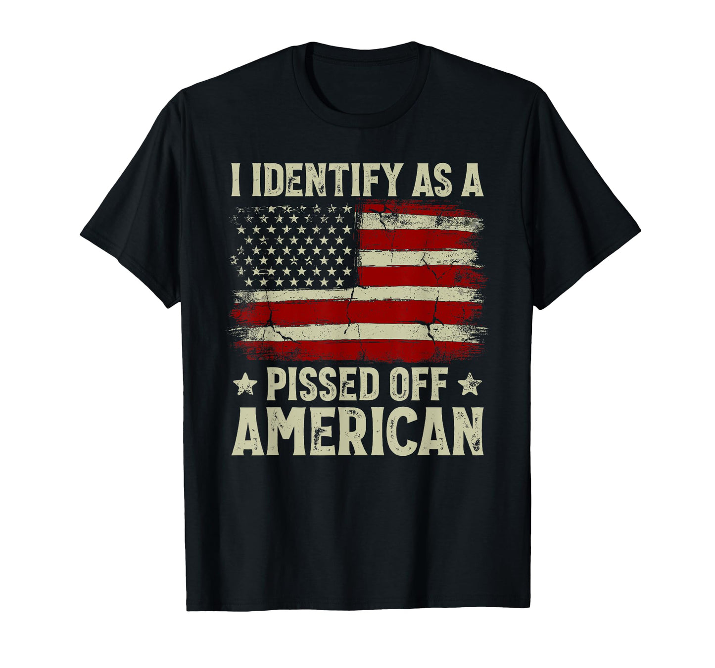 Vintage American Flag I Identify As A Pissed Off American T-Shirt