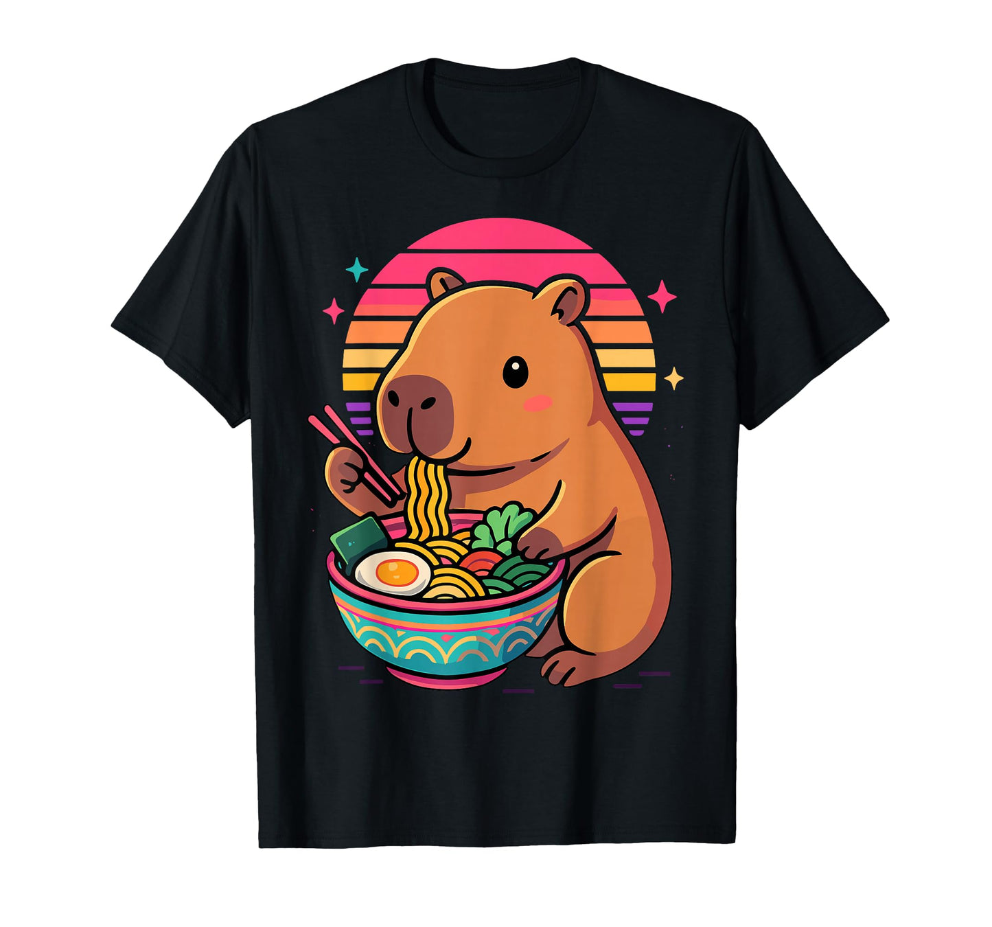 Anime Capybara Eating Ramen T-Shirt