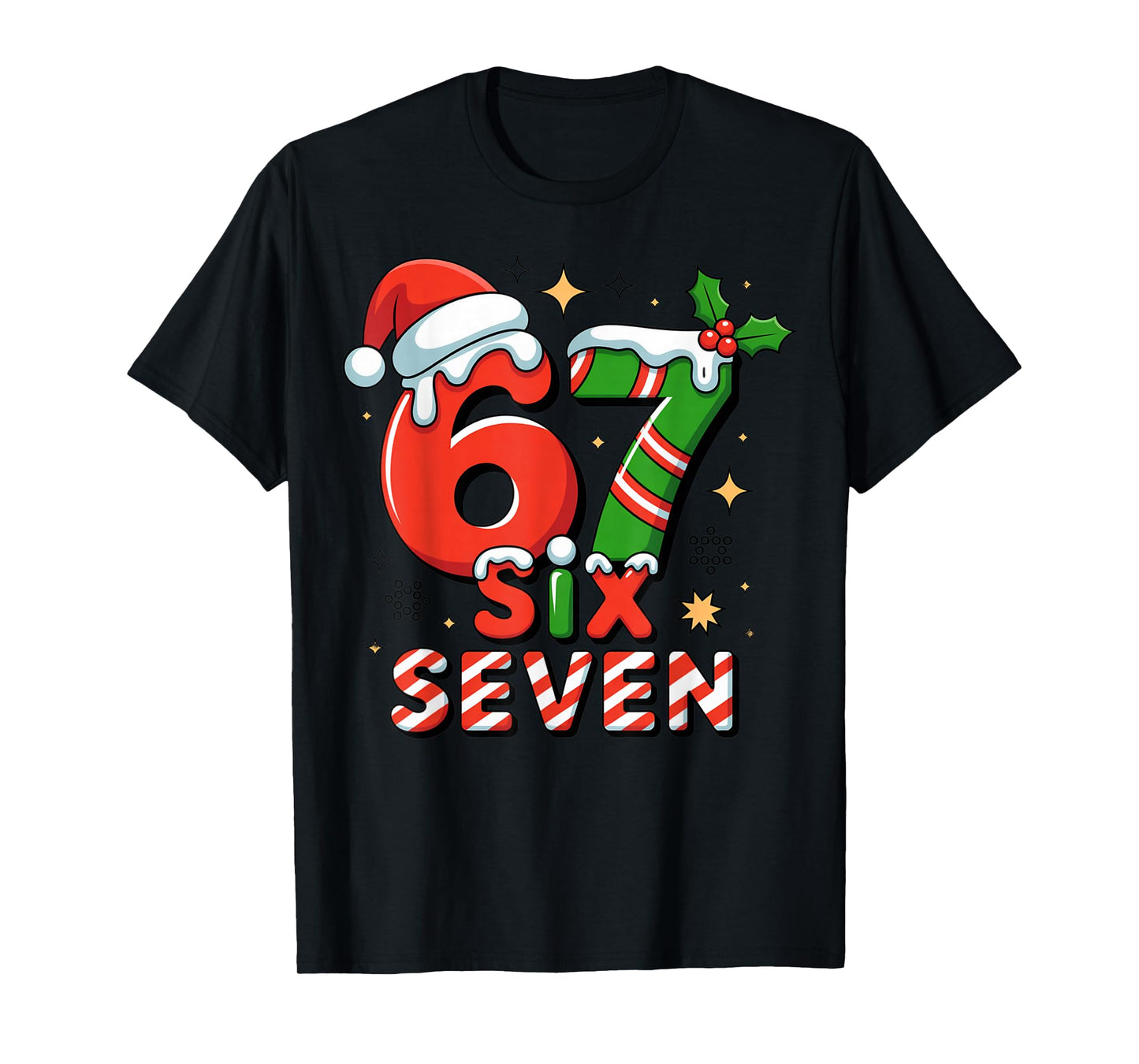 Funny 67 Meme Christmas Six Seven Santa Holiday T-Shirt
