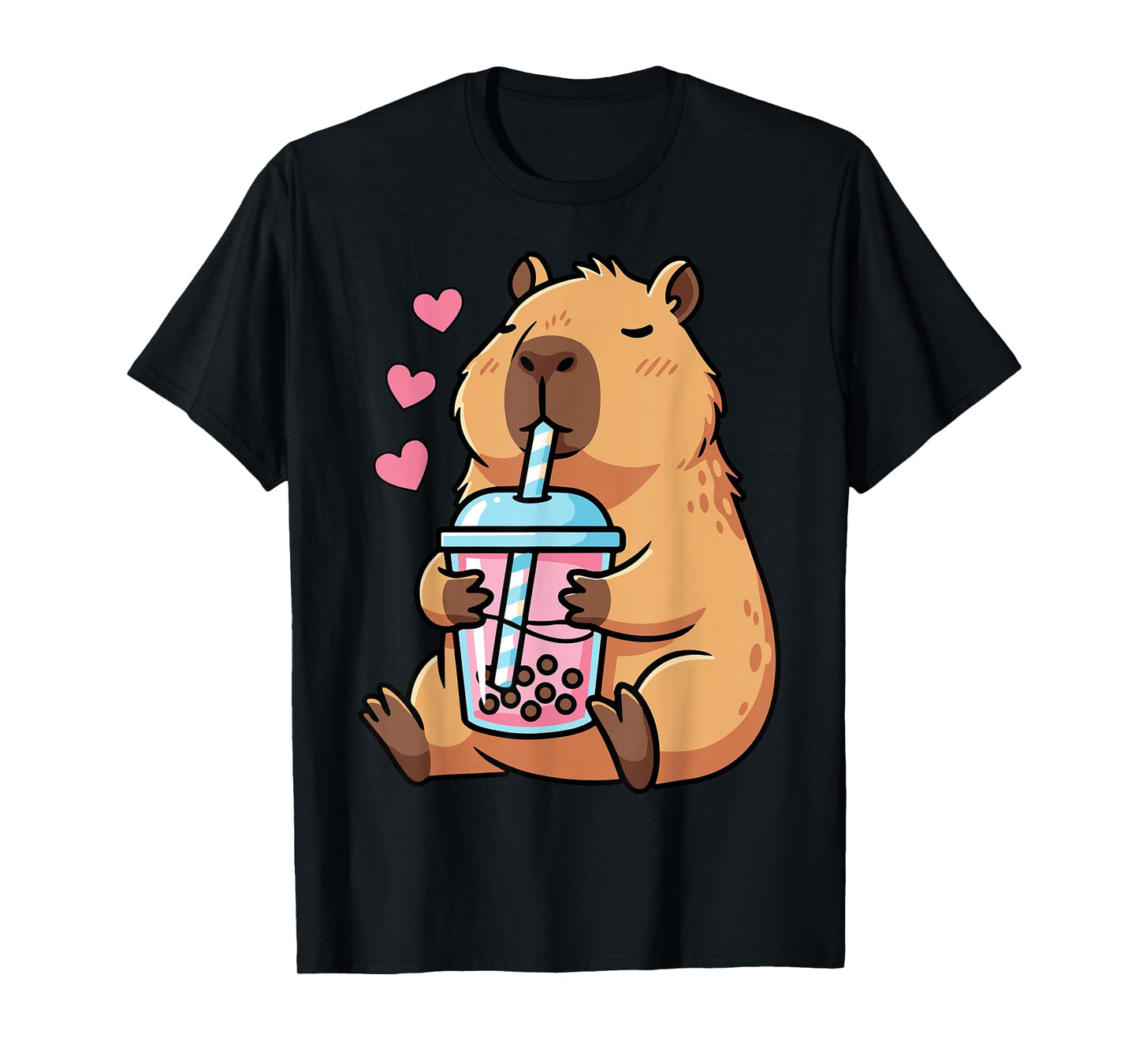 Capybara Drinking Bubble Tea Kawaii Anime T-Shirt