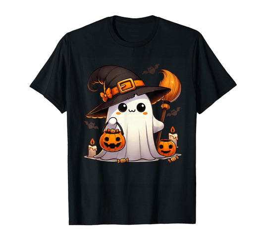Ghost Halloween Cute Witch Ghost Trick or Treat Candy Kids T-Shirt
