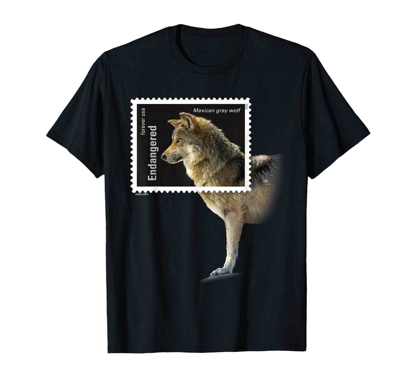 USPS Endangered Species Stamp Framed Mexican Gray Wolf T-Shirt
