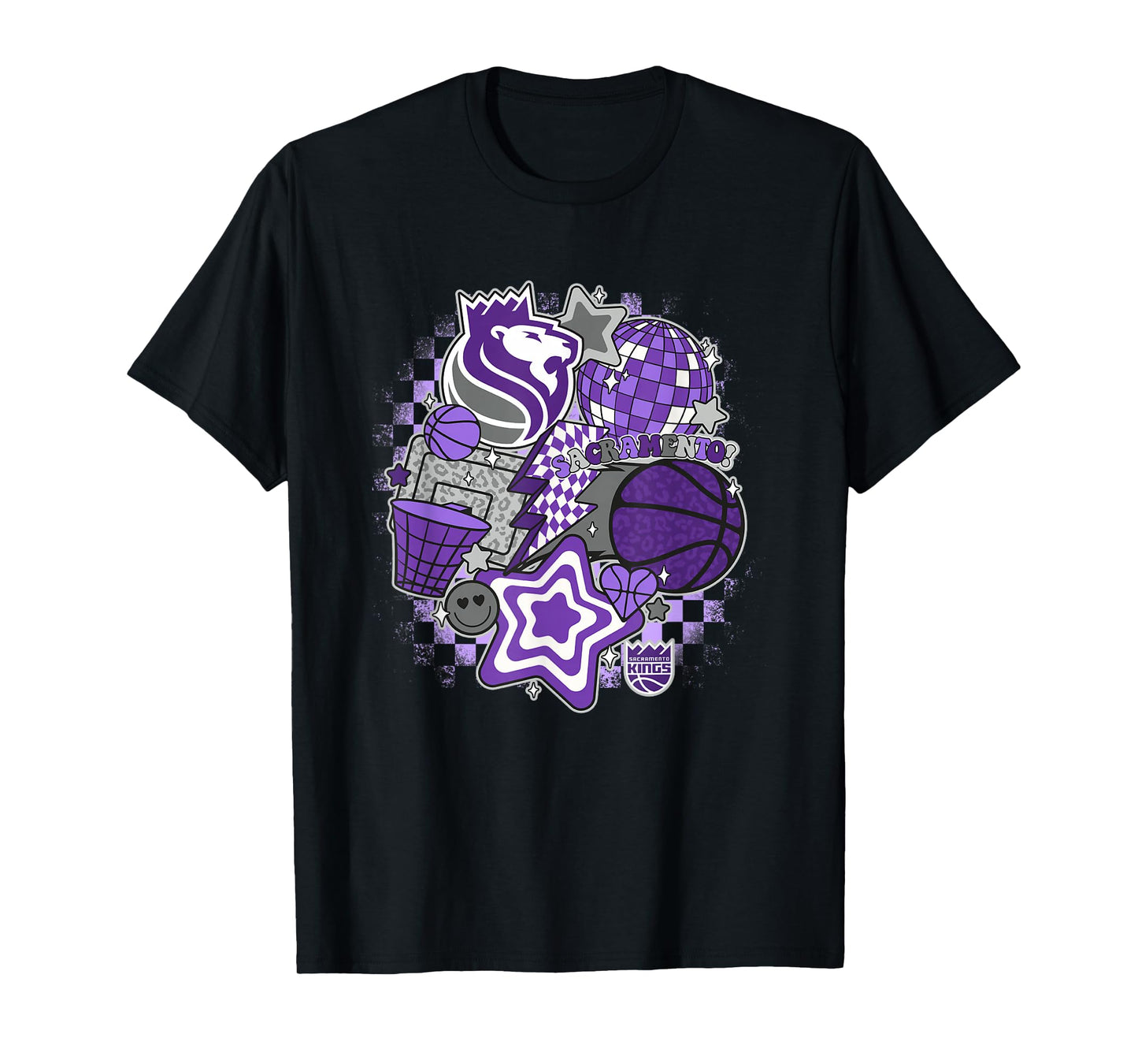 NBA Sacramento Kings Psychedelic Basketball Collage T-Shirt