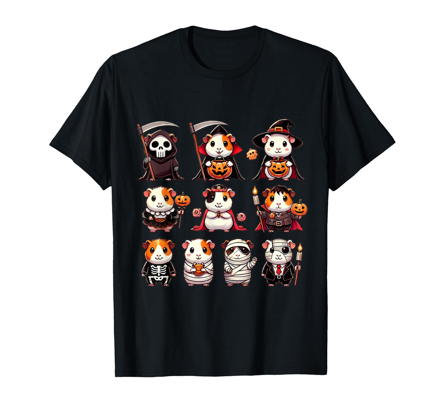 Guinea Pig Spooky Ghost Horror Pumpkin Guinea Pig Halloween T-Shirt