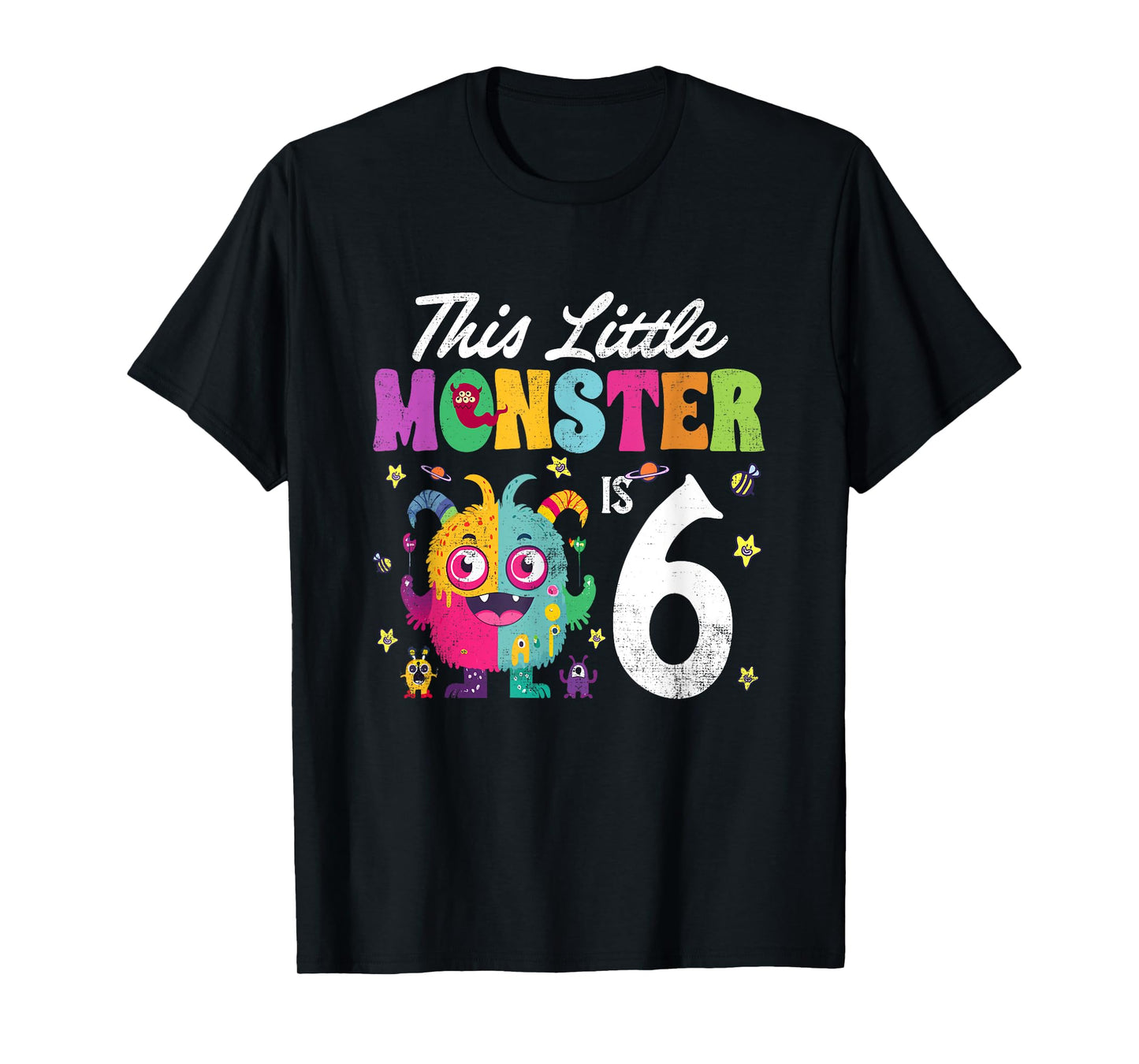 This Little Monster is Six 6th Birthday Party Baby Monster T-Shirt