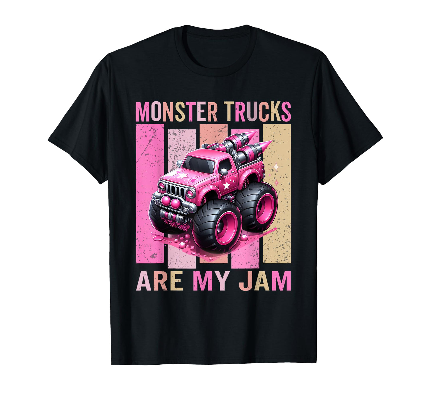 Pink Toddler Girl Monster Trucks Are My Jam Girls T-Shirt