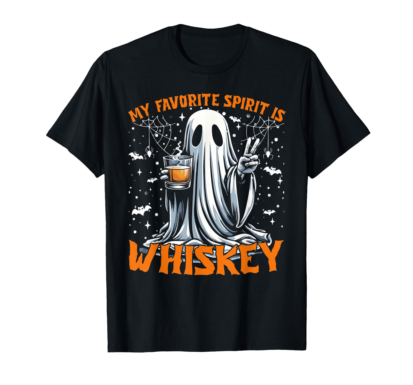 Funny Ghost Halloween My Favorite Spirit Is Whiskey Men T-Shirt