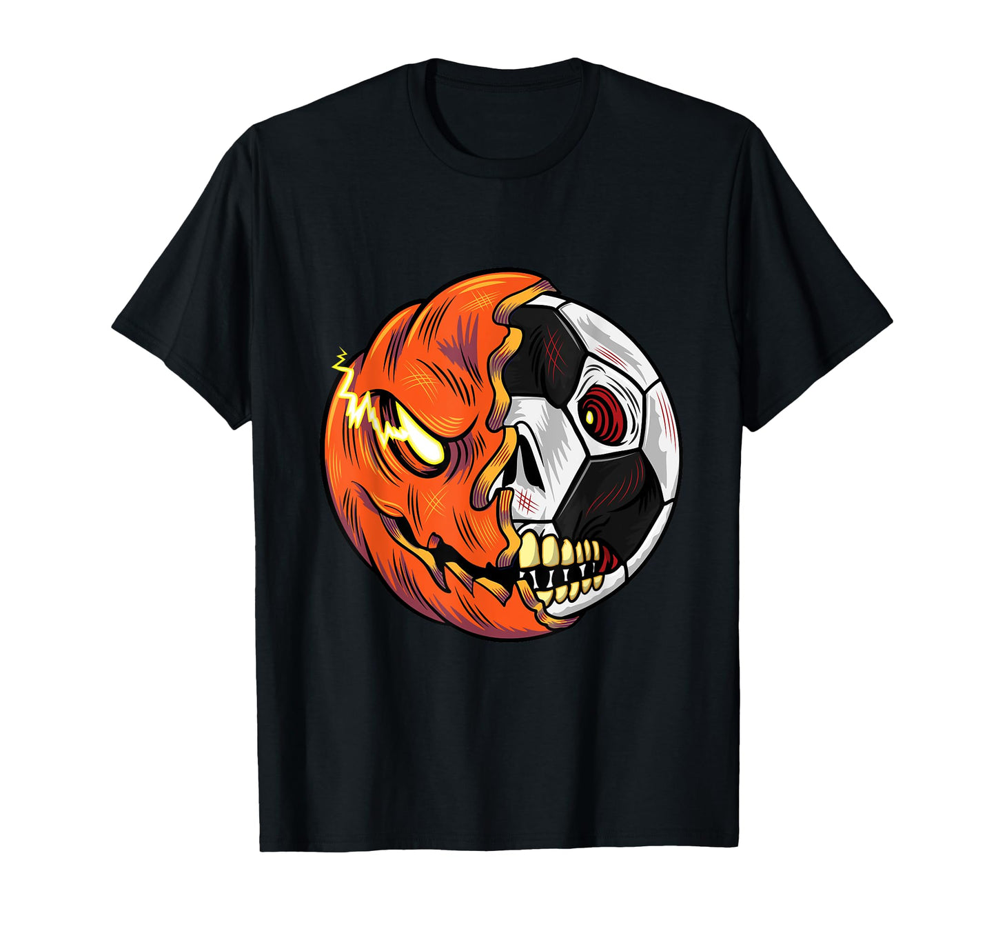 Soccer Ball Pumpkin Skull Halloween Soccer Player T-Shirt