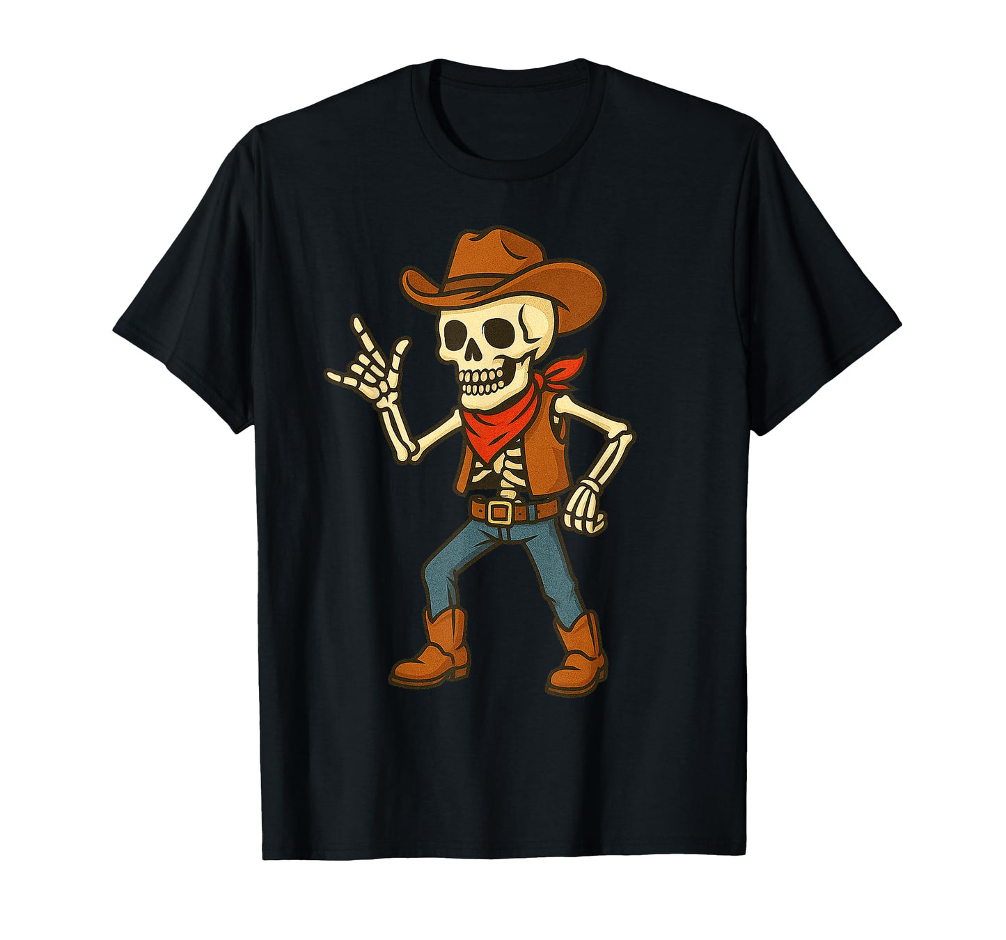 Funny Kids Halloween Bruh Costume, Spooky Cowboy Skeleton T-Shirt