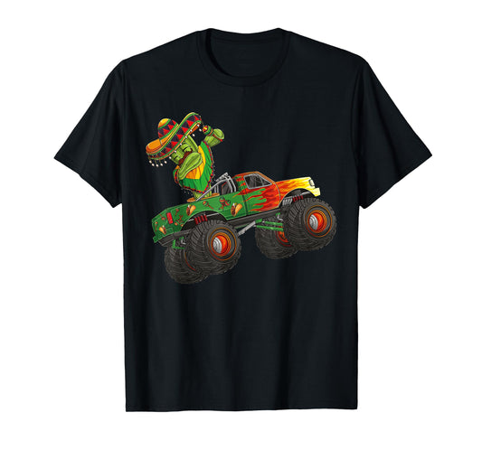 Dabbing Cactus Cinco De Mayo Monster Truck Boys Kids girls T-Shirt