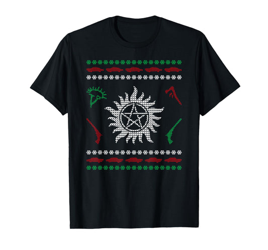 Pentagram Ugly Christmas I Sam Dean Ugly Sweater T-Shirt
