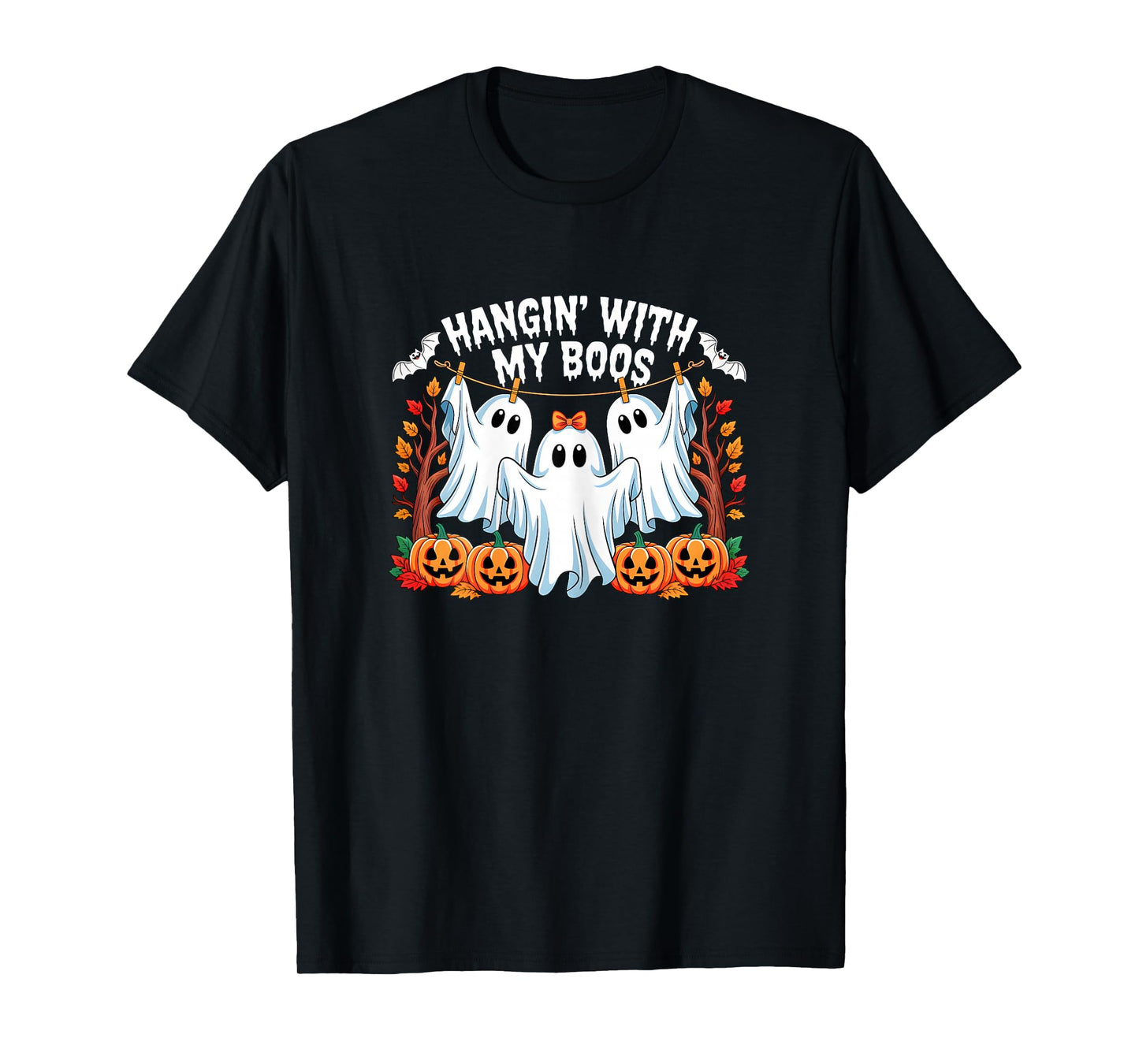 Funny Retro Hanging with My Boos Ghosts Halloween Autumn T-Shirt