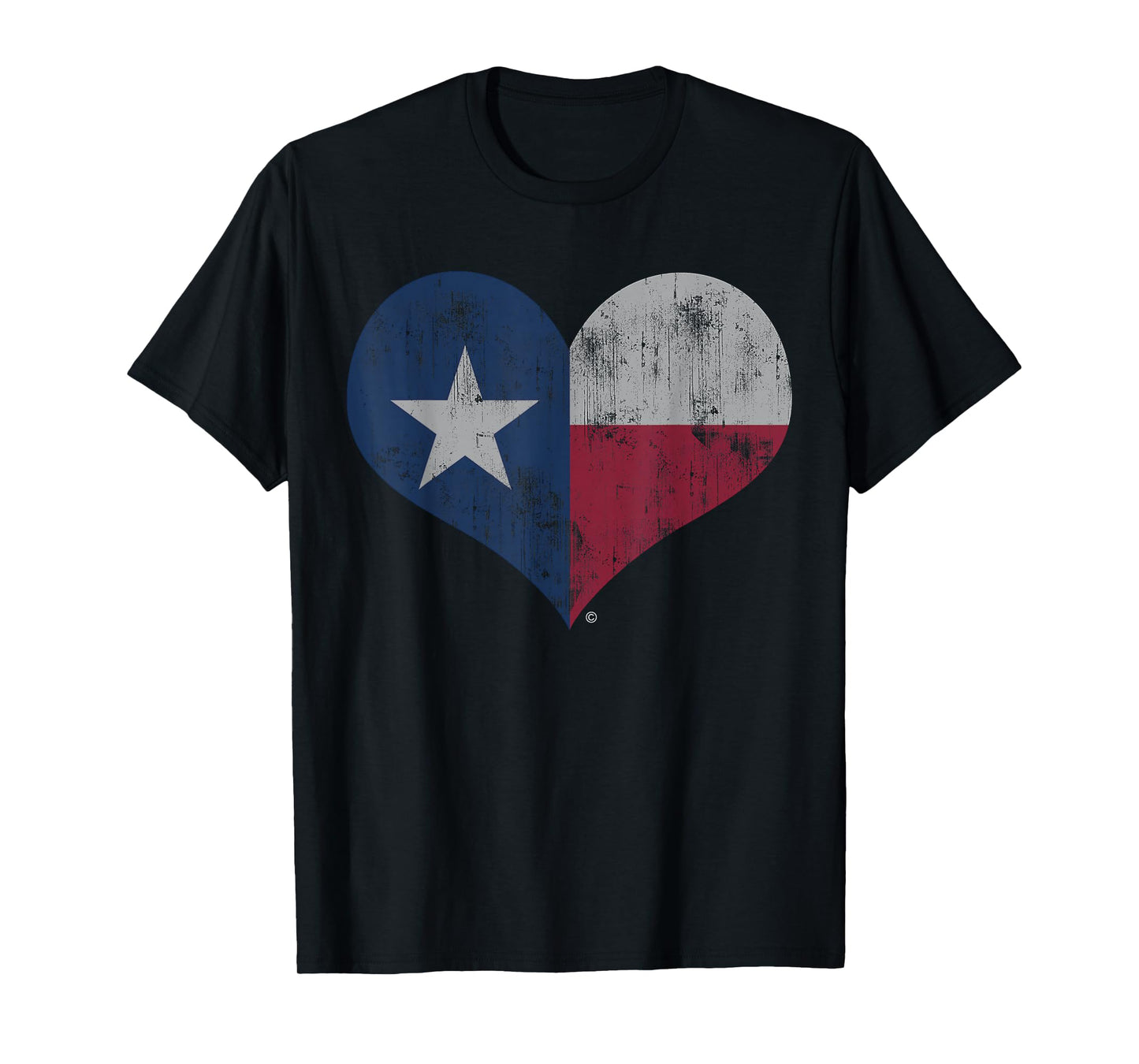 Texas Flag Heart Design Distressed T-Shirt