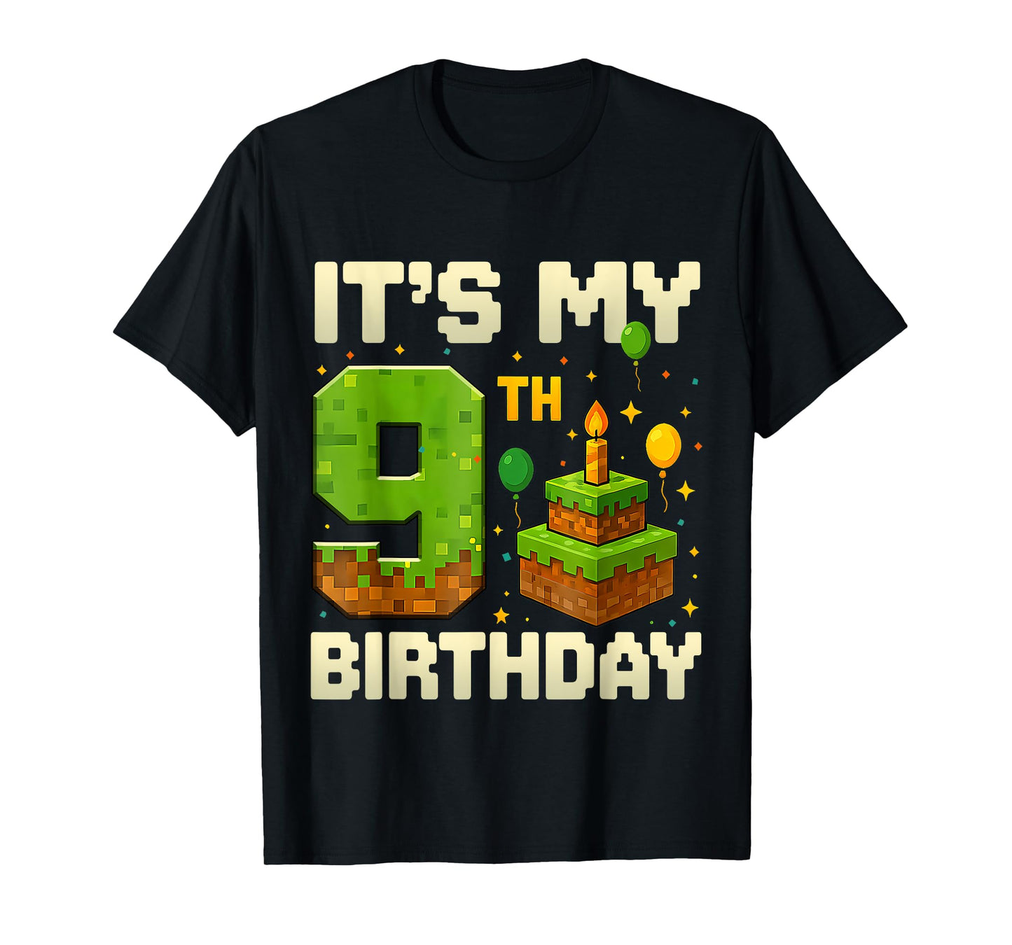 Birthday Boy 9 Years It's My 9th Birthday Game Video Pixel T-Shirt