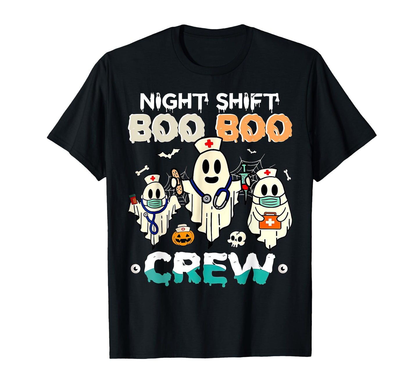 Night Shift Boo Boo Crew Nurse Ghost Halloween Nurses RN T-Shirt