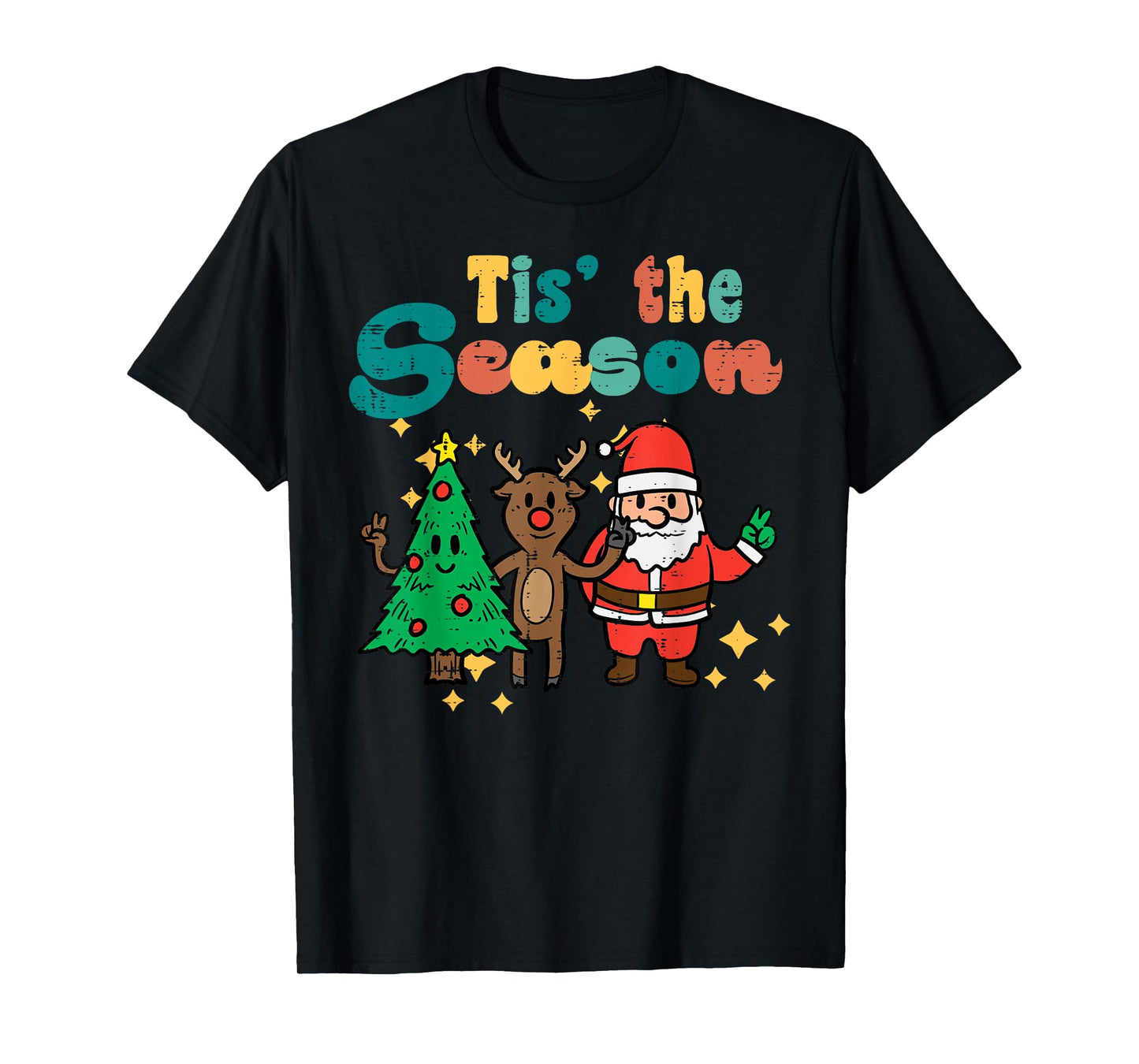 Tis The Season Retro Groovy Christmas Xmas Men Women Kids T-Shirt