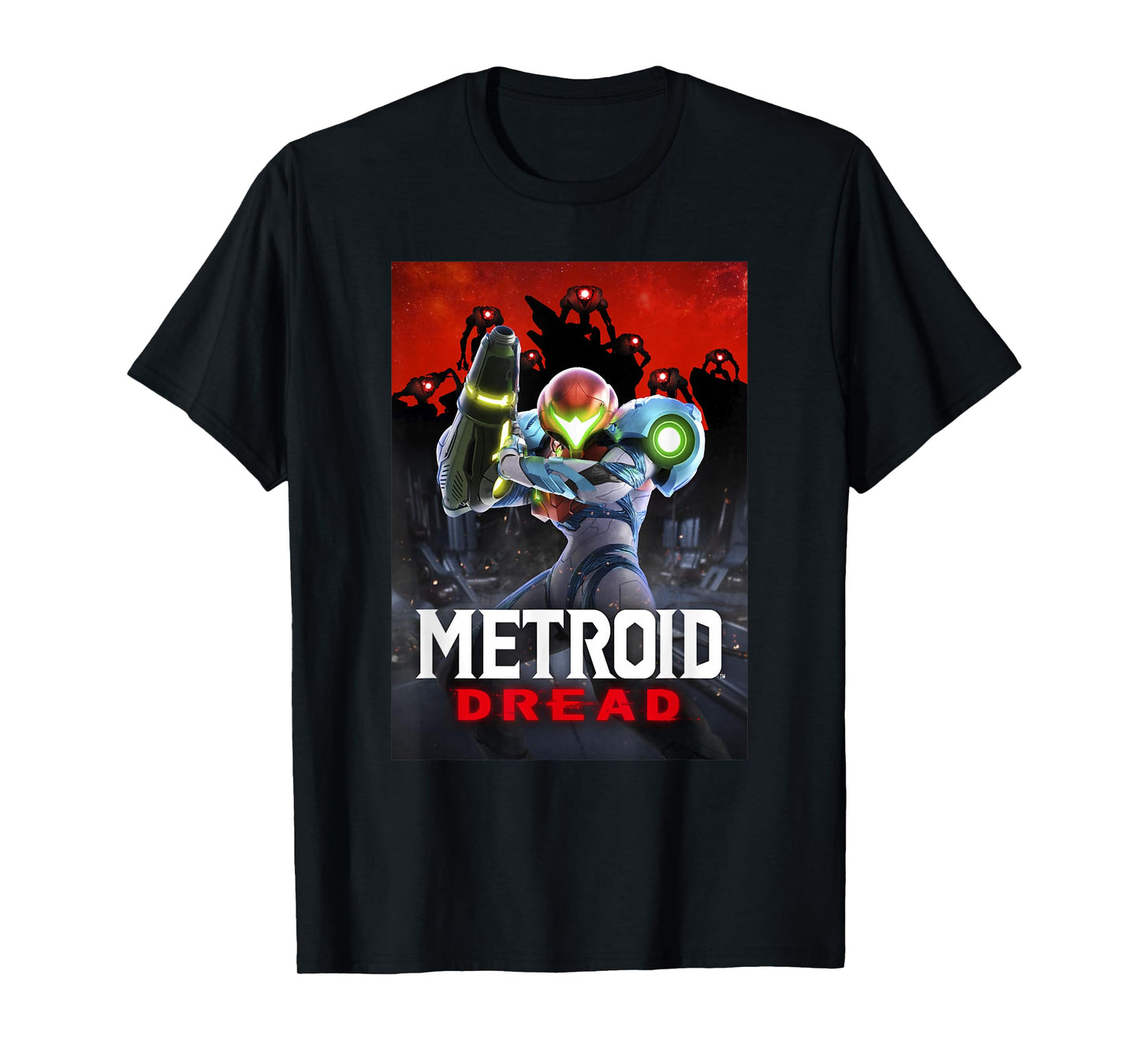 Metroid Dread Samus Surrounded Red Planet Battle Poster T-Shirt