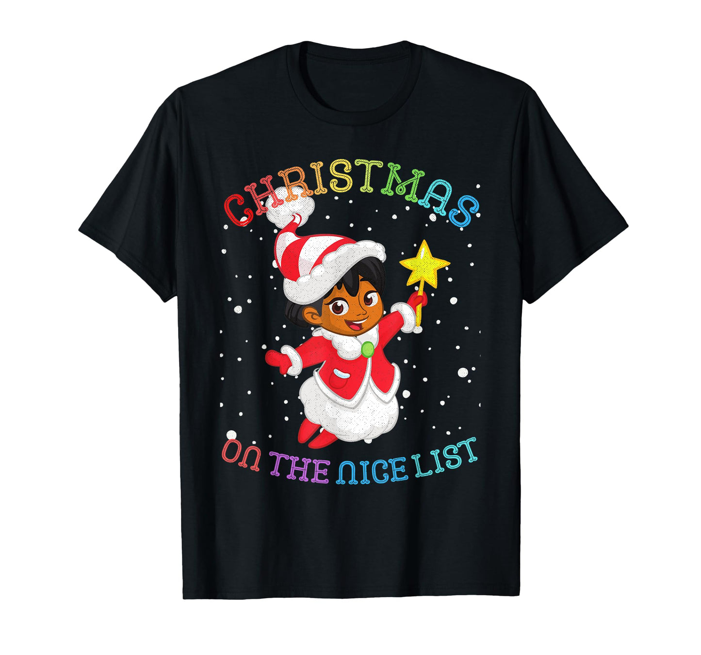 Christmas African American Girl Angel: On the Nice List T-Shirt