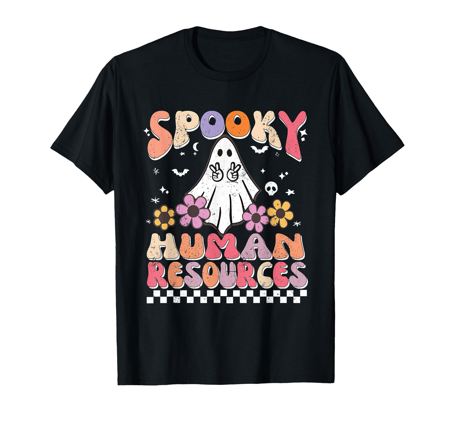 Spooky HR Manager Retro Groovy Halloween Matching HR Manager T-Shirt
