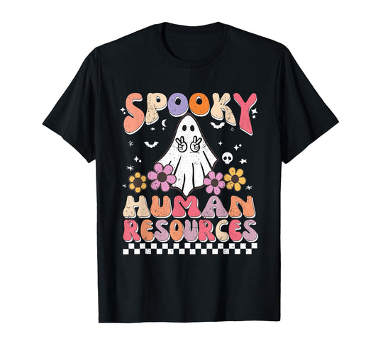 Spooky HR Manager Retro Groovy Halloween Matching HR Manager T-Shirt