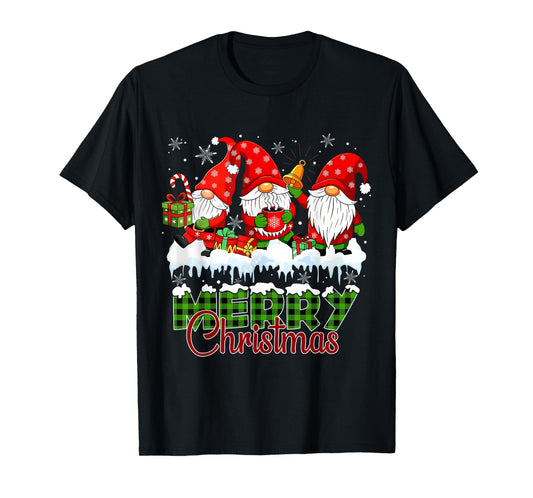 Cute Gnomes Merry Christmas Light Family Gnome Xmas Matching T-Shirt