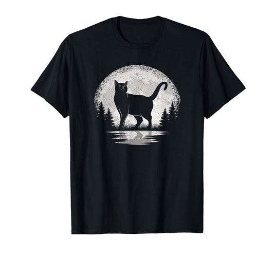 Cat Moon Cat Lover Moonlight Vintage Men Women T-Shirt