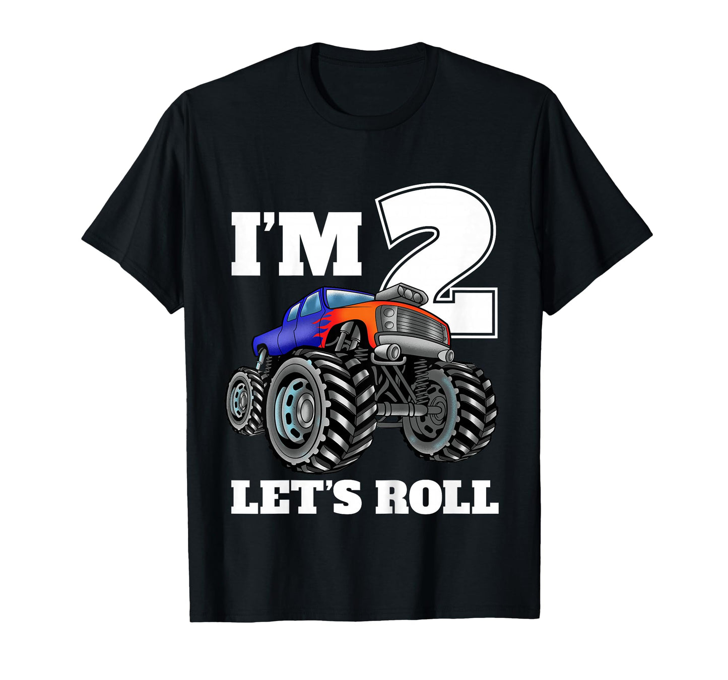 Kids Monster Truck 2nd Birthday Boy 2 Two Year Old T-Shirt