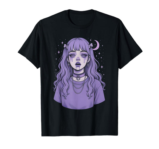 Sad Pastel Goth Anime Girl Crying T-Shirt