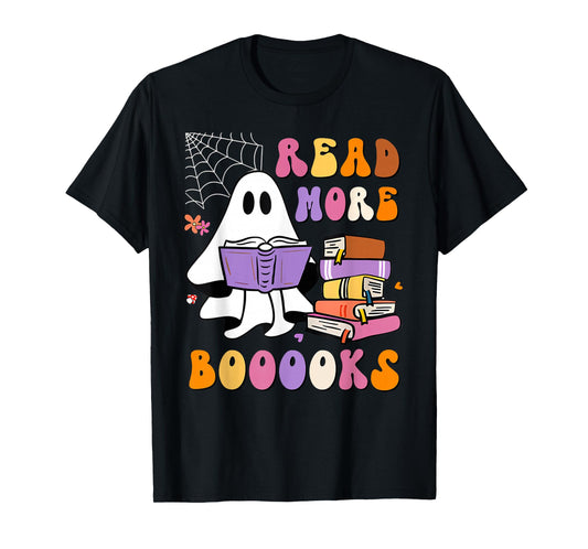 Read More Books Ghost Reading Book Teacher Halloween Funny T-Shirt