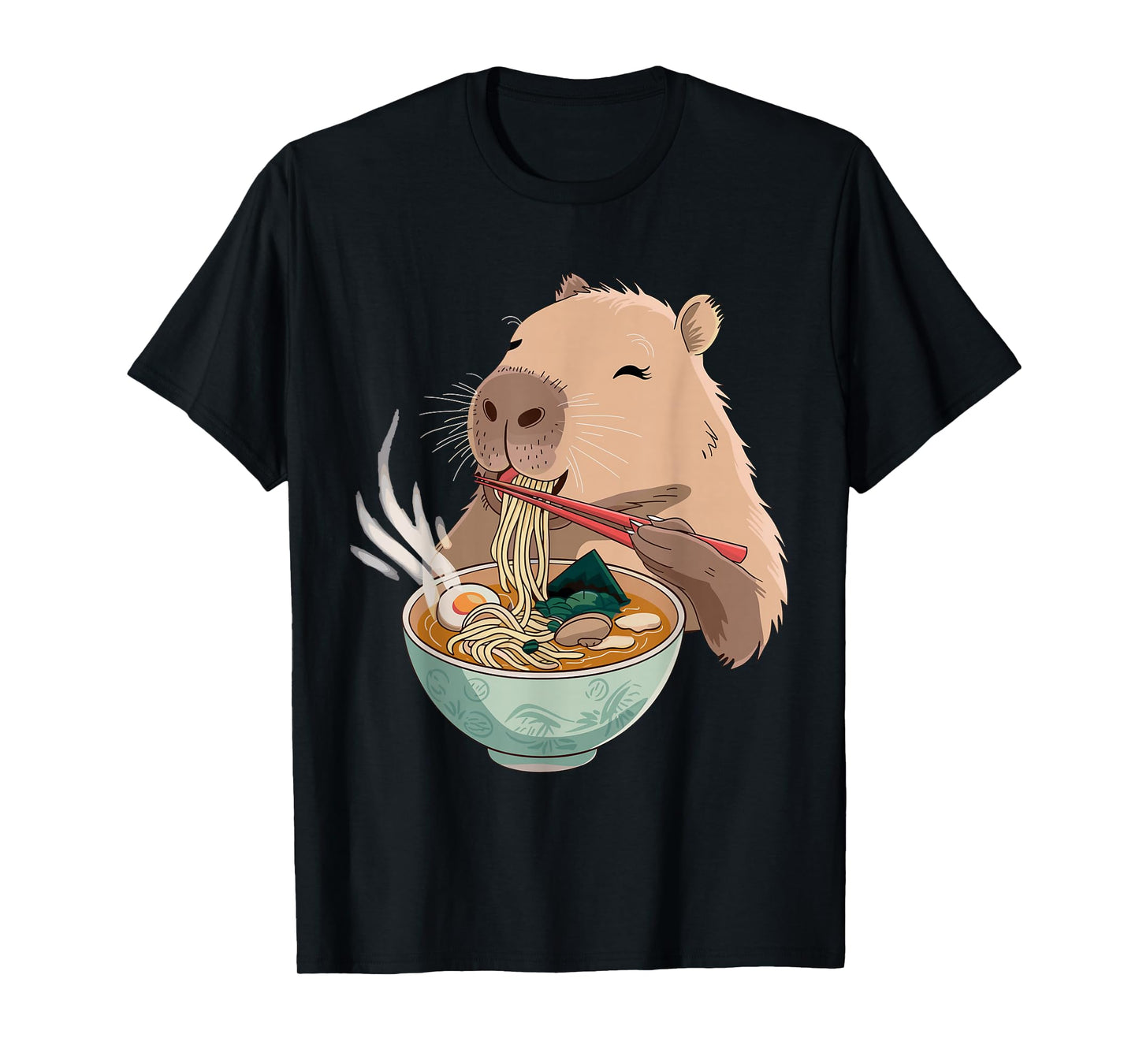 Kawaii Capybara Eating Japanese Ramen Men Women Girls Kids T-Shirt