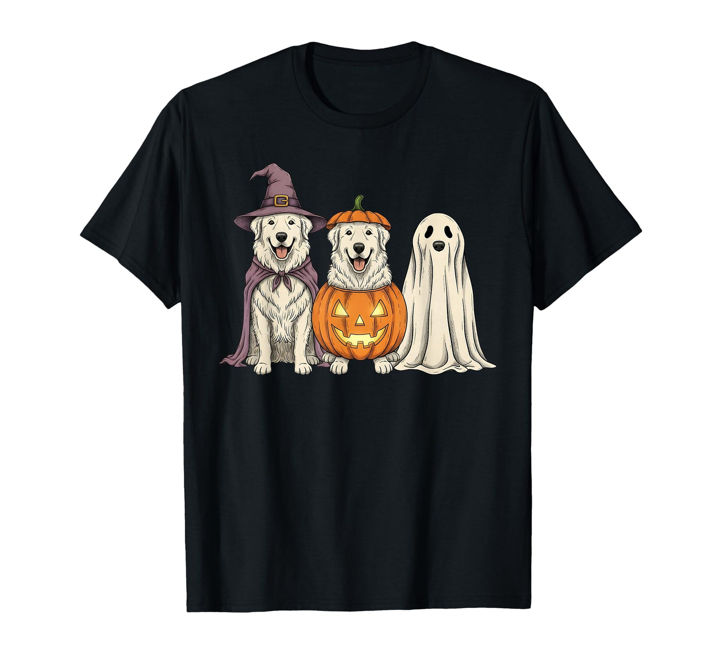 Spooky Ghost Great Pyrenees Pumpkin Halloween Dog Lover T-Shirt
