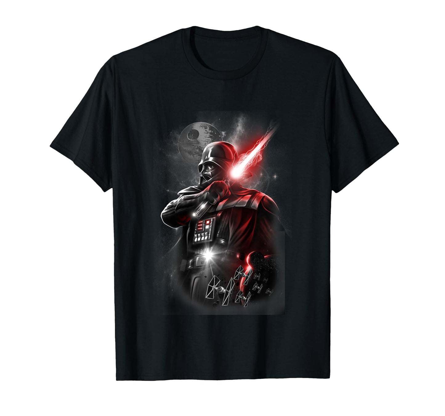 Kids Star Wars Classic Darth Vader Lightning Lightsaber Portrait T-Shirt