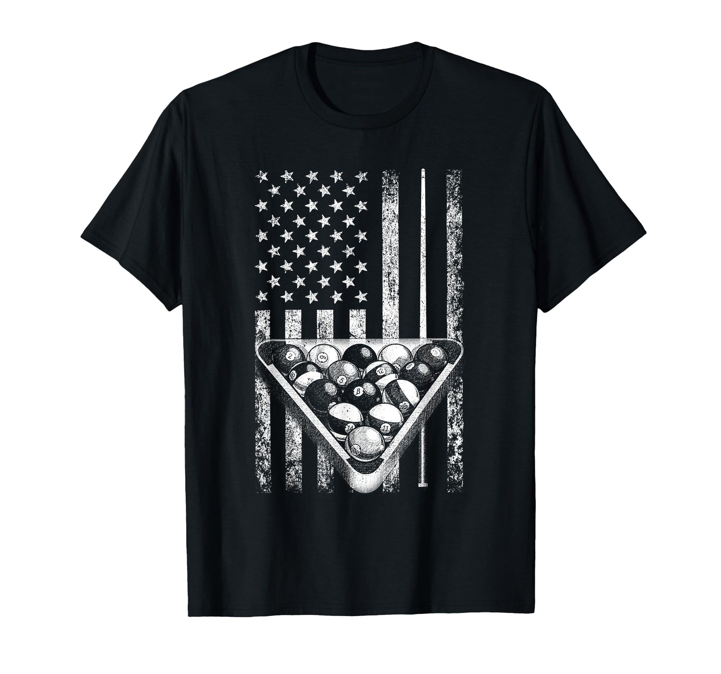 Vintage Billiard American Flag Pool Player T-Shirt