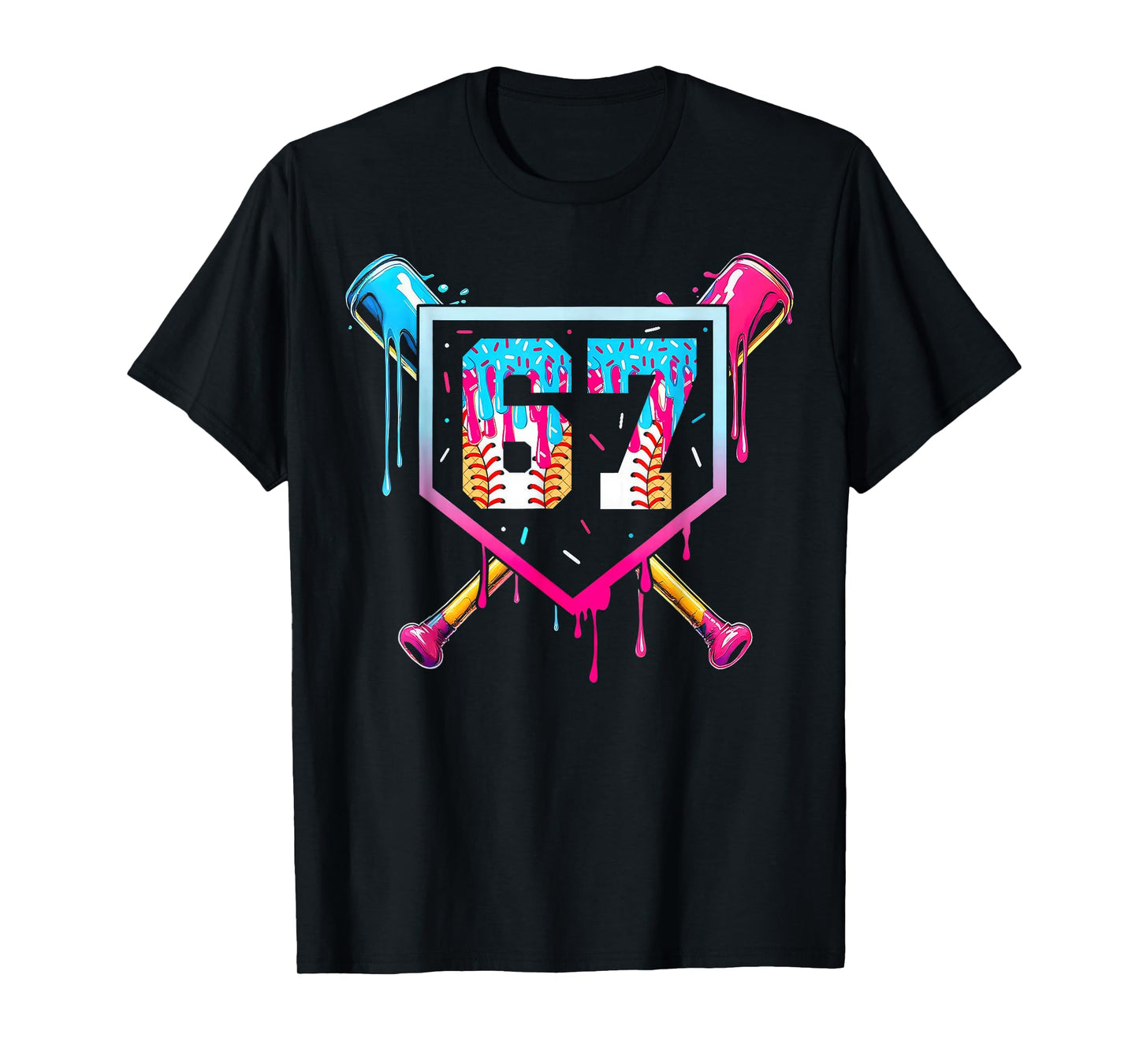 Baseball Drip Number 67 Player Or 67th Birthday Funny Meme T-Shirt