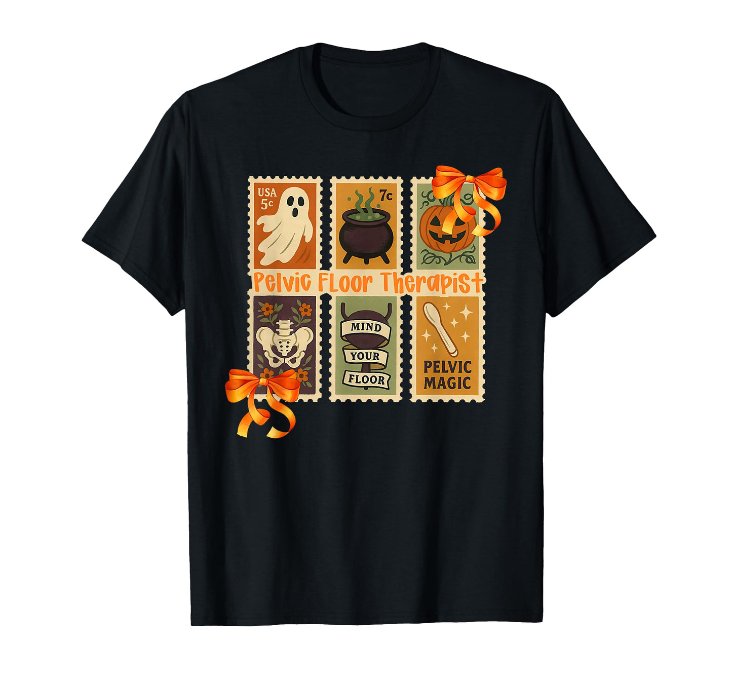 Stamp Pelvic Floor Therapist Ghost Postpartum Halloween T-Shirt