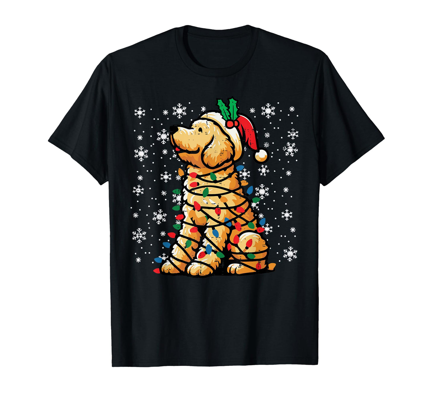 Christmas Dog Goldendoodle Santa Cute Xmas Men Women Kids T-Shirt
