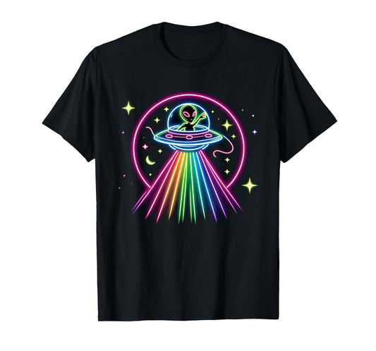 Space Alien UFO Neon Lights Rave Alien Lovers T-Shirt