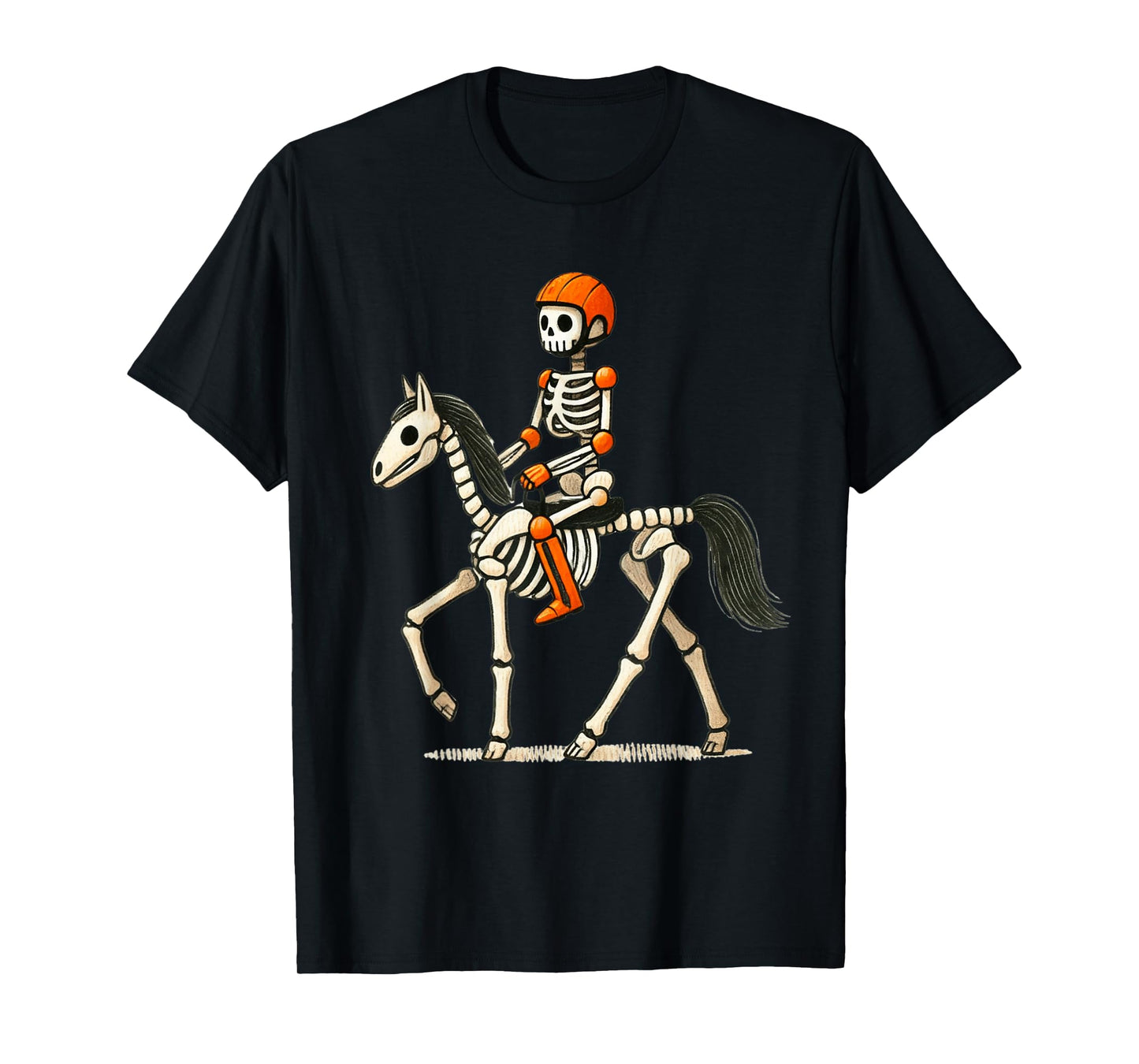 Funny Skeleton Horse Riding Halloween Costume Men Women T-Shirt