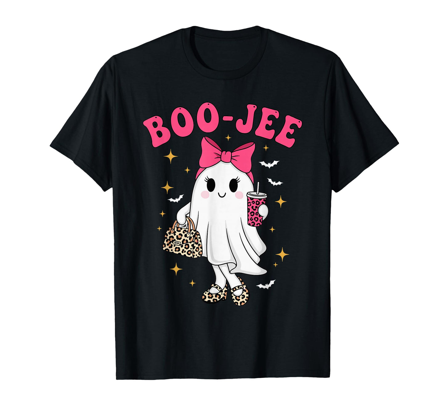 Coquette Leopard Ghost Coffee Boo-JEE Halloween T-Shirt