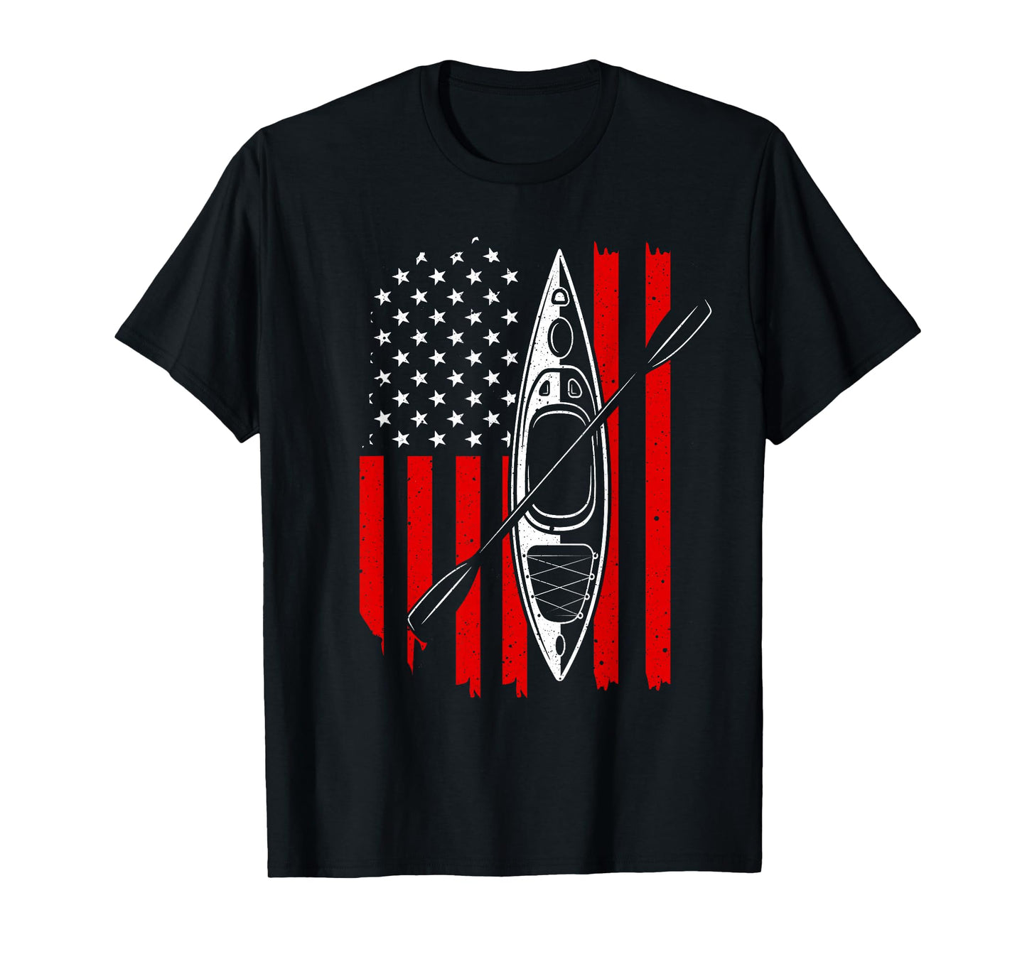 Funny Kayaking Gift for Men Women Cool American Flag Kayak T-Shirt