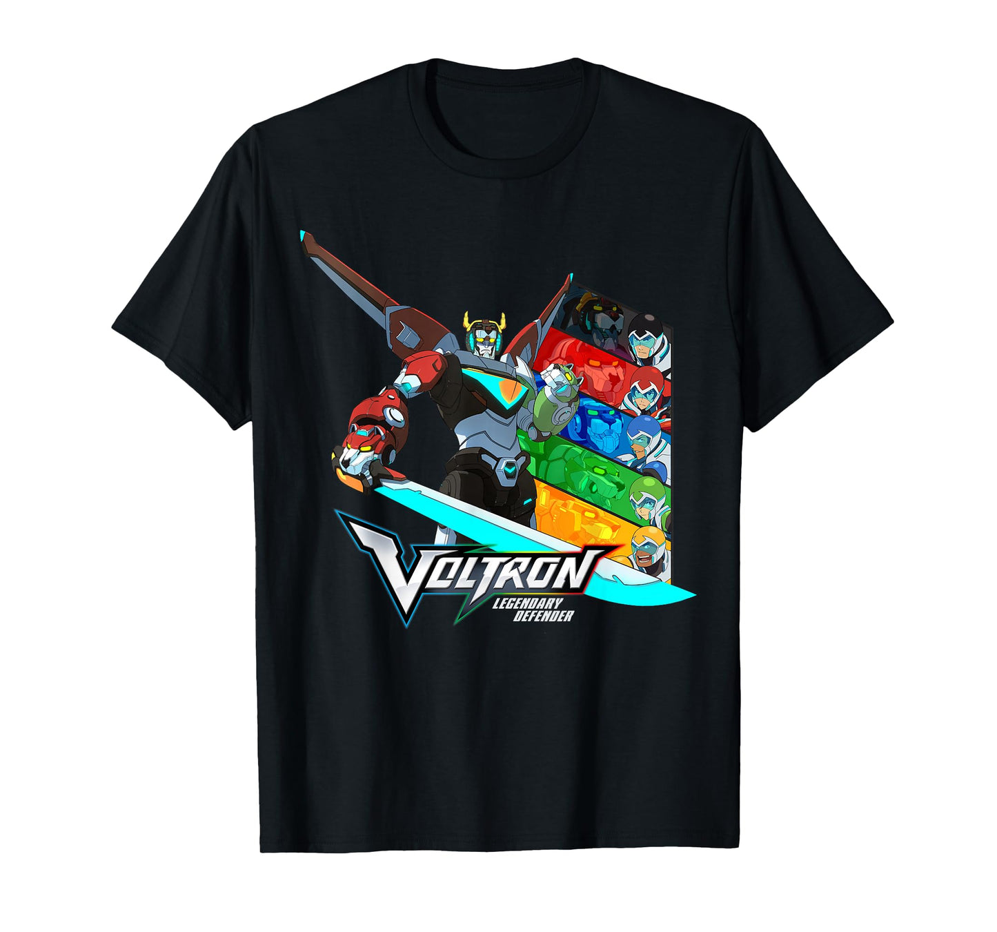 DreamWorks - Voltron Legendary Defender T-Shirt, Unisex-Adult, Black, Small, Short Sleeve, Classic Fit, Graphic Artwork ODTV-0031