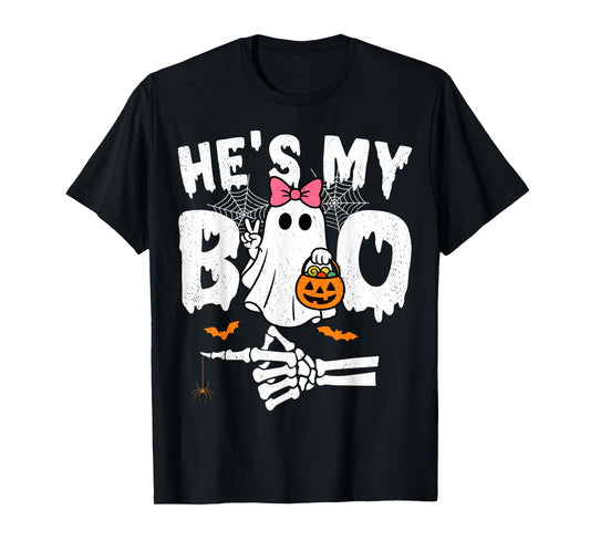 He's My Boo Matching Couple Halloween Couples She's My Boo T-Shirt