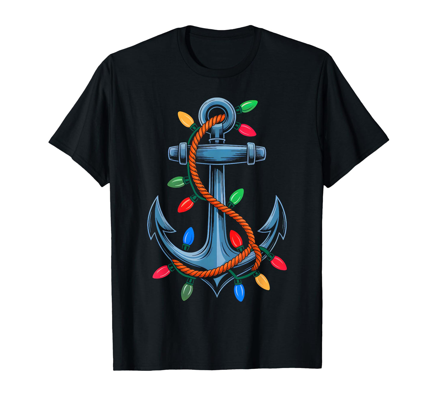 Anchor Boating Sailing Xmas Lights Funny Christmas Cruise T-Shirt