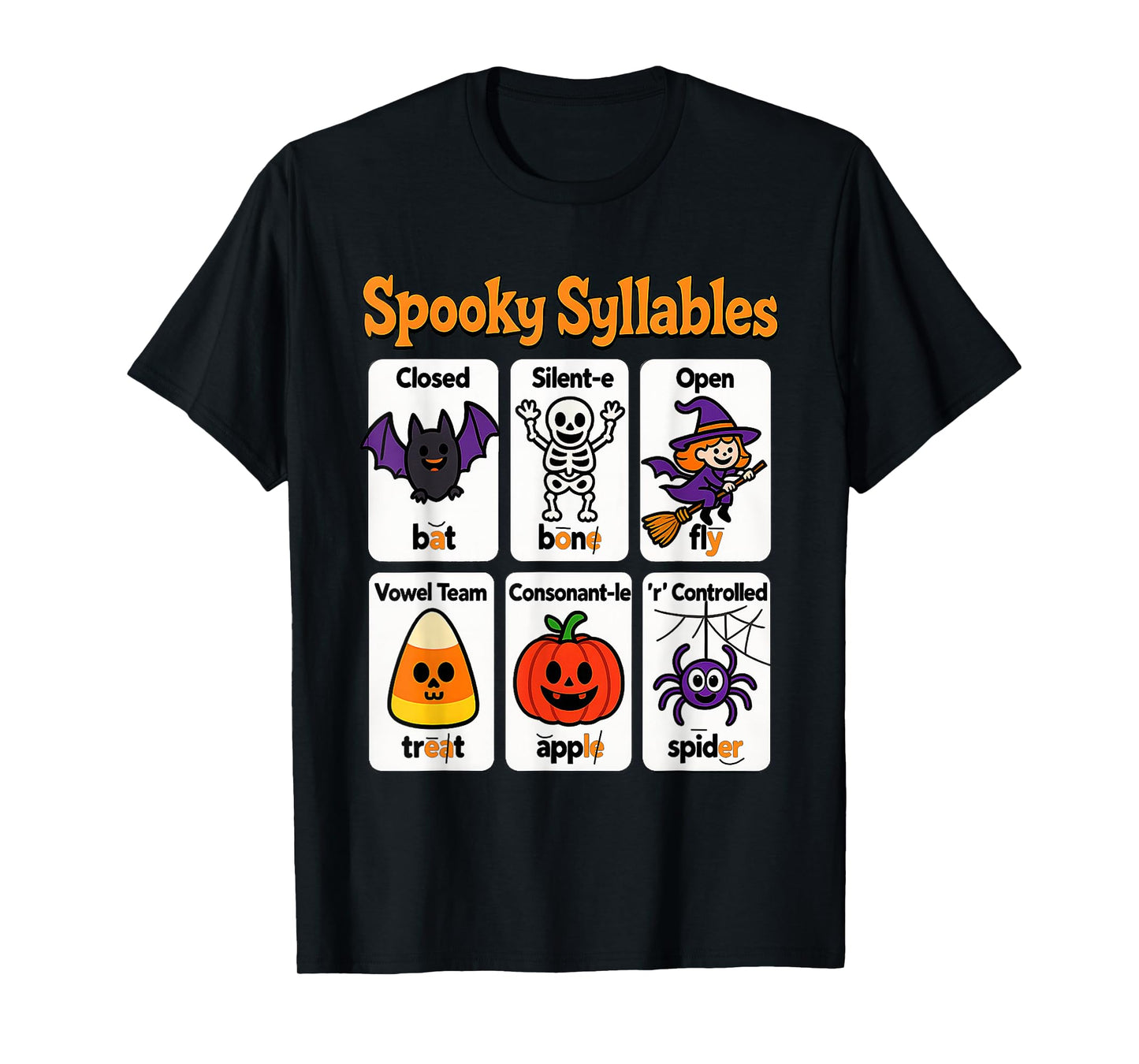 Spooky Syllables Teacher Outfit Halloween Classroom Learning T-Shirt
